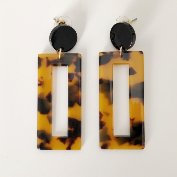 BaubleBar Jewelry - Tortoiseshell & Black Square Acrylic Drop Earrings
